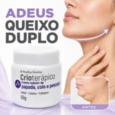 Creme Redutor De Papada Crioterápico 55g Colo Pescoço DMAE Cafeína Colágeno Firmeza Contorno Facial