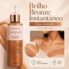 Iluminador Corporal Efeito Bronze Glow Dourado 100g Hidratante Com Brilho Toque Seco Não Transfere