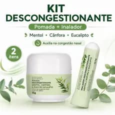 Kit Nariz Entupido Bom Médico Pomada Descongestionante Rub + Inalador Nasal Mentol Cânfora Eucalipto Portátil Alivio