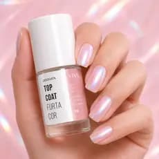 Top Coat Furta Cor Holográfico Odorata 9ml Seca Rápido Brilho Perolado Para Unhas