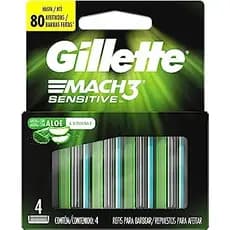 Carga De Aparelho Barbear Gillette Mach3 Sensitive - 4 Unidades