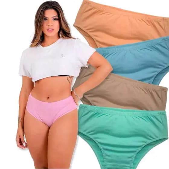 KIT Calçolas / Calcinha Feminina Conforto Algodão Sem Costura Cintura Alta Respirável