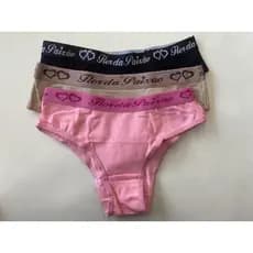 Kit 3 Calcinhas Tanga C/ Cós Algodão