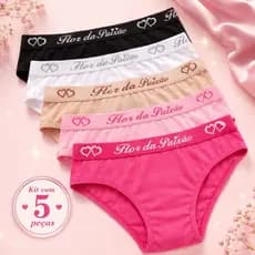 Kit 5 Calcinhas Feminina Algodão Confortável Cós Elástico Premium Cintura Média Macia Básica Dia a Dia P ao GG1