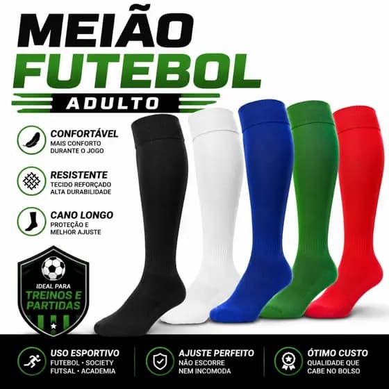 Kit 4 Meião Futebol Adulto Cano Longo Treino Esportivo