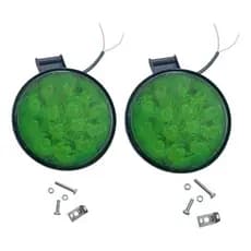 Par Farol De Led Redondo 90mm 14 Leds Bivolt Universal Verde Verde
