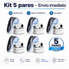 Kit 5 Palmilhas Nuvem 4D Ortopédica Ultra Macia Esportiva