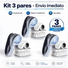 Kit 3 Palmilhas 4D Ortopédica Ultra Macia para Dores nos Pés