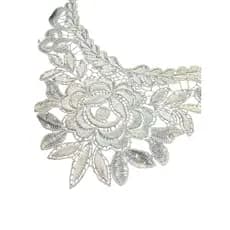 Aplique Renda Guipir RR02 Floral Branco Off White 40x12cm Detalhe Sofisticado Para Moda e Decoração