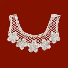 Aplique Guipir Floral RR03 Vazado Branco off white 40cm Renda Decorativa Para Costura Criativa