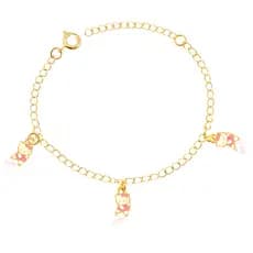 Pulseira Infantil Banhada a Ouro 18K Com Pingente Hello Kitty em Resina