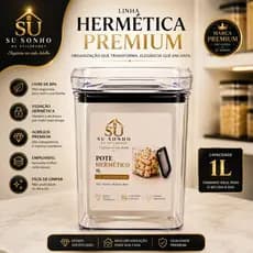 Pote Hermético Premium 1L Acrílico Transparente BPA Free Vedação Hermética Organizador d Despensa SU