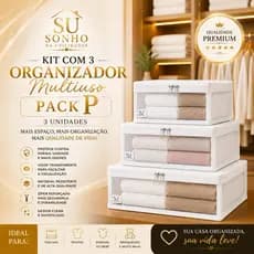 kit com 3 Organizador Multiuso/ Pack Branco P -Susonhodautilidades