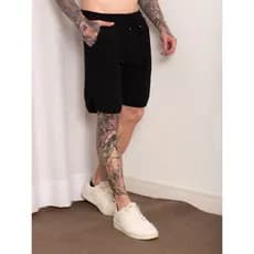 Short Sarja Mauricinho Carnaval Masculina Básica Bermuda,modelo acima do joelho