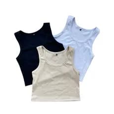 KIT3  femininas canelada Cropped Regata