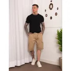 Bermuda short masculina jogger sarja cargo com bolso basico verao com 6 bolso