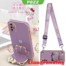 Capinha Motorola G22 CAPA MOTO G22 Softcase Galvanizado À Prova De Choque De Cruzado Corda Lanyard Cover DDDWDKT01