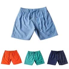 Shorts de praia masculino de secagem rápida em forma de água com forro de cinto elástico calções de banho calças de três