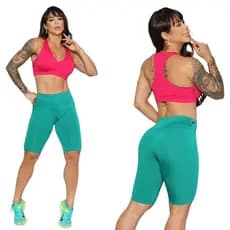 Kit 2 Bermuda Ciclista Feminina Até o Joelho Academia Fitnes Lisa Básica Caminhada Yoga Pilates Plus Size Dança