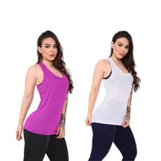 Kit 2 Regatas Dray Feminina Academia Fitness Plus Size Treinar Dançar Caminhada Verão