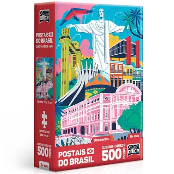 QUEBRA CABEÇA NANO BRASIL MONUMENTOS POSTAIS DO MUNDO 500 PEÇAS PEQUENAS TOYSTER PUZZLE TURÍSTICO