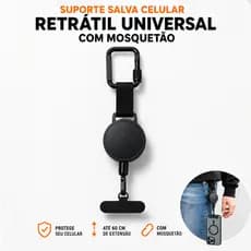 Suporte Salva Celular Retrátil Universal com Mosquetão Chaveiro de Segurança Antifurto e Anti-queda