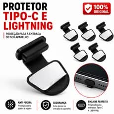 KIT 5 OU 10 OU 30 UND Plugs protetor Tampa COMPATÍVEL COM USB-C E LIGHTNING