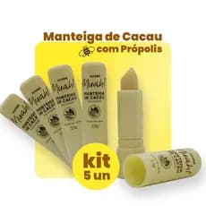 Kit Manteiga de Cacau Muah!® com Própolis: Hidratação e Proteção para seus Lábios (05 unidades)