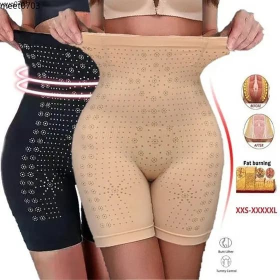 Plus Size Women Modelador De Corpo Cintura Alta Abdômen Barriga Controle Sem Costura Calcinha Pós-Parto