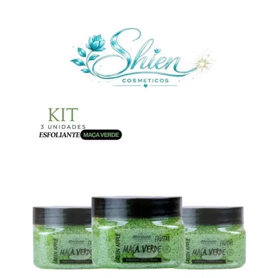 Kit 3 Esfoliante Frutas Corpo E Rosto Maça Verde 300G Rhenuks (Afilhado)
