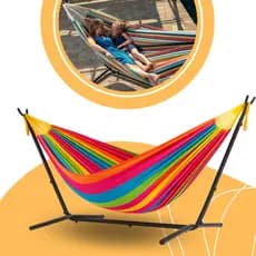 Suporte de Rede Portátil em Aço Reforçado Ideal para Varanda Jardim Casa e Camping