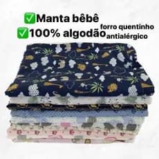 Manta Para Bebê dupla face Com Sherpa+tricoline 100% Algodão