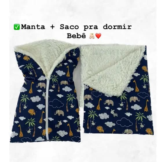Kit Saco para dormir Bebê + Manta Sherpa 100%algodão