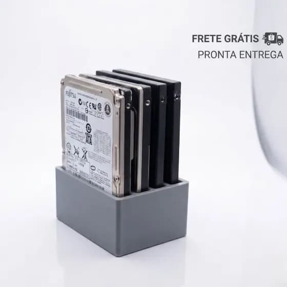 Suporte Porta HD E SSD 2.5 Reforçado Organizador De Gaveta E Mesa 4 Slots