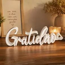Palavra Decorativa Gratidão Stand Mesa - Design Moderno 3D - 18cm a 23cm Premium - Várias Cores - PRONTA ENTREGA