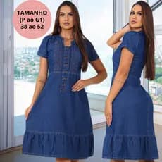 Vestido Jeans Feminino Vestido Midi Elegante Rodado De Manga