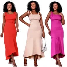 Vestido Longo De Festa Modelo Sereia Fenda Frontal Alça Regulável