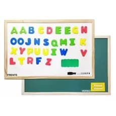 Lousa Quadro Infantil 60x40cm Magnética Dupla Face Letras ABC Imantadas