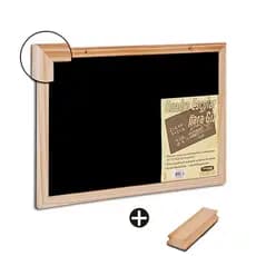 Lousa Quadro Negro Giz Escolar 90x70cm Moldura Madeira Natural + Apagador