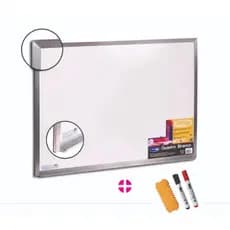 Lousa Quadro Branco 50x40cm Moldura em Alumínio  + 2 Canetas e Apagador