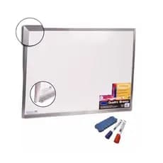 Quadro Branco Moldura de Alumínio + Kit Apagador e 2 Canetas Marcador
