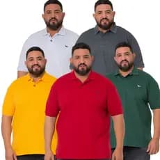 kit 5 camisas polo masculino basicaPlus size grandões P M G G GG G1 G2 G3 especial piquet