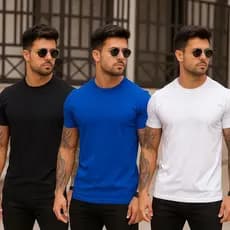 Kit 3 Camiseta Masculina Básica Lisa Plus Size 100% Algodão