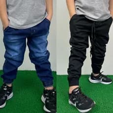 Kit com 2 Calças Jogger Bebê Infantil Juvenil Calça de criança jeans apertada da moda 2 ao 16