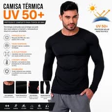 Camisa Térmica Uv 50+ Segunda Pele Camiseta Blusa Malha Fria Academia Esportes