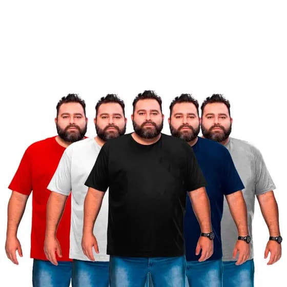 Kit 5 Camisetas Masculinas Basicas Plus Size 100% Algodão Promoção