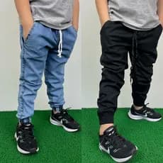 Kit 2 Calças Jogger Bebê Infantil Juvenil - Calça de criança jeans apertada da moda 2 ao 16