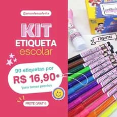 Adesivo Etiqueta Escolar Personalizada | Kit 90 Unidades | À Prova D’Água ou Fotográfico | Vários Temas
