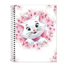 Caderno Gata Marie  Escolar 1 ,10 ou 20  materias