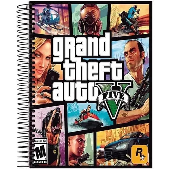 Caderno GTA Capa Dura 1, 10  ou 20 Matérias